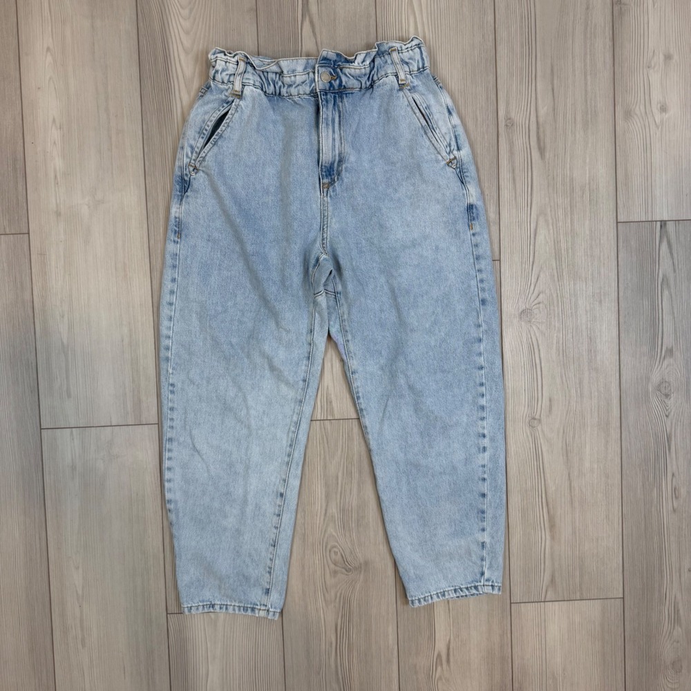 ZARA Light Wash High Waist Tapered Paperbag Jeans Size 6 5862/055/406